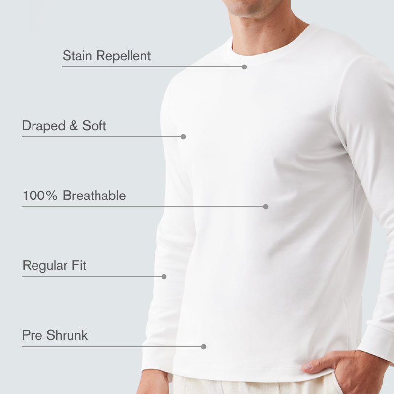 _FRESH Stain-Repel Long Sleeve Tee - White